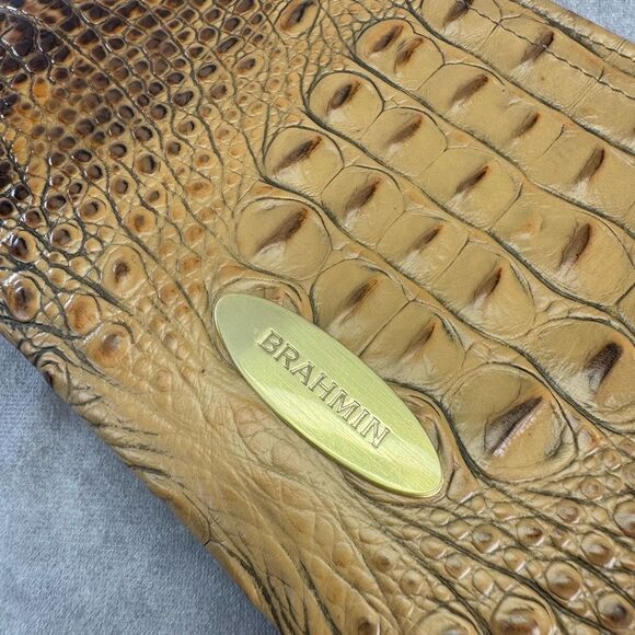 Brahmin Toasted Almond Zipper Clutch Crocodile Embossed Make Up Case Leather - Picture 7 of 10